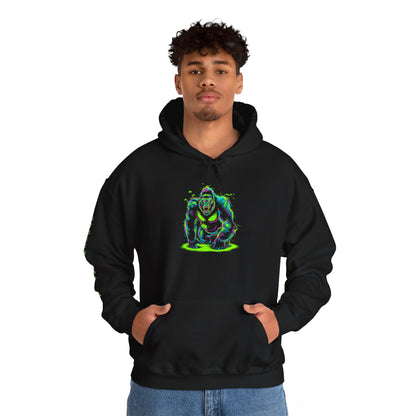 Ultra Neon Fierce Gorilla Stoic Mammal Glow Unisex Heavy Blend™ Hooded Sweatshirt