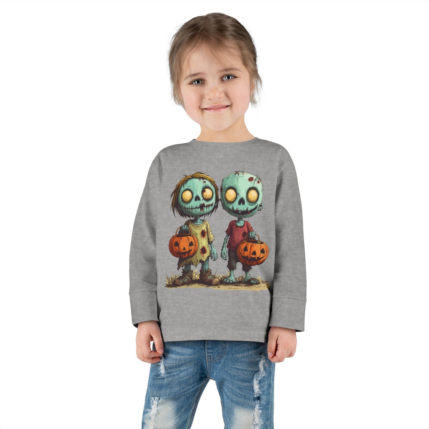 Trick Or Treat Halloween Zombie Toddler Long Sleeve Tee