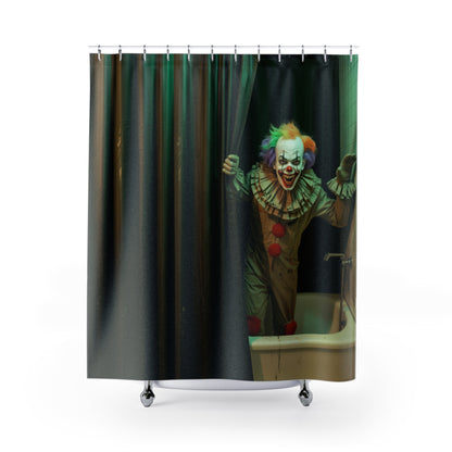 Creepy Clown Behind the Curtain Halloween Shower Curtain