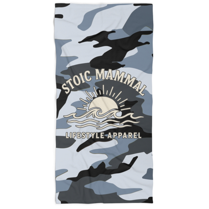 Coastal Shadow Camo Beach Towel – Stoic Mammal Survival Style for the Sand & Sun