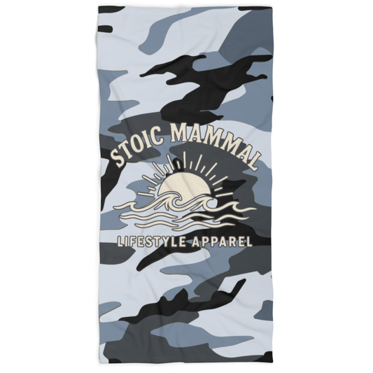 Coastal Shadow Camo Beach Towel – Stoic Mammal Survival Style for the Sand & Sun