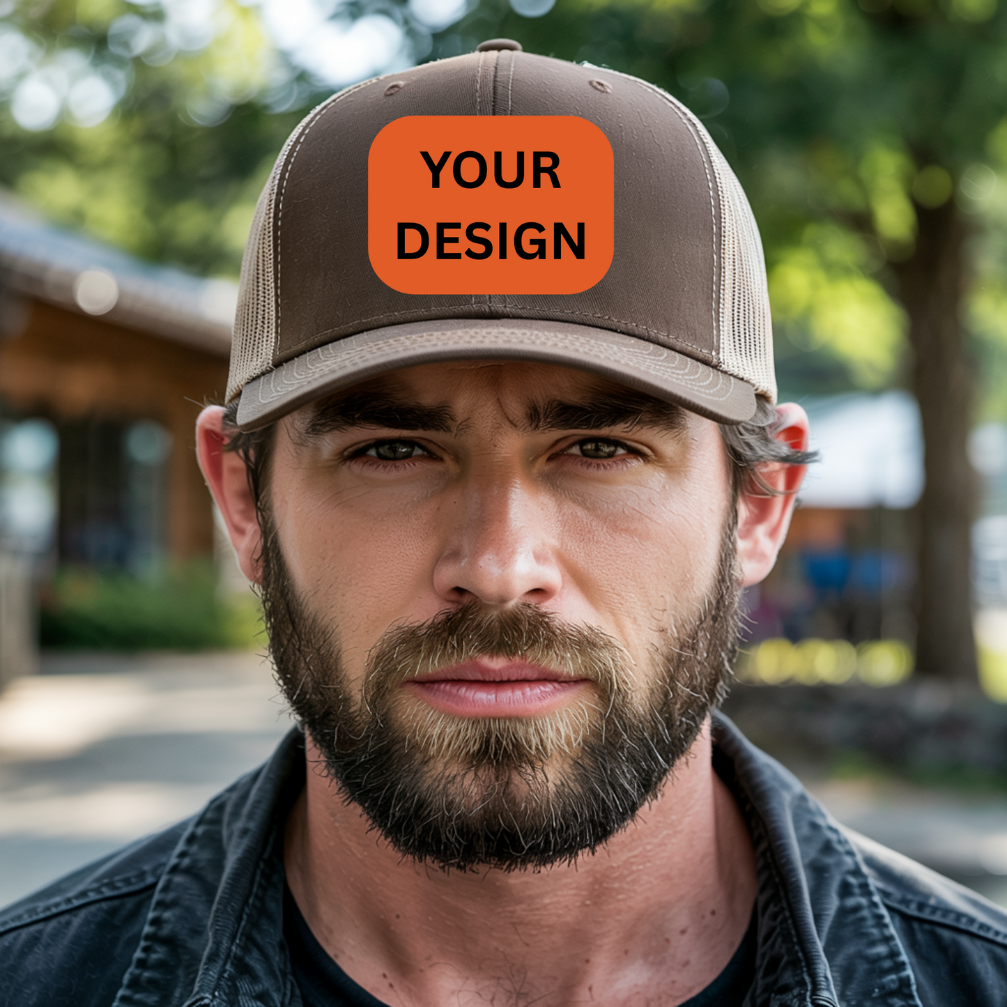 Custom Leatherette Patch Snap Back Mesh Trucker Hat