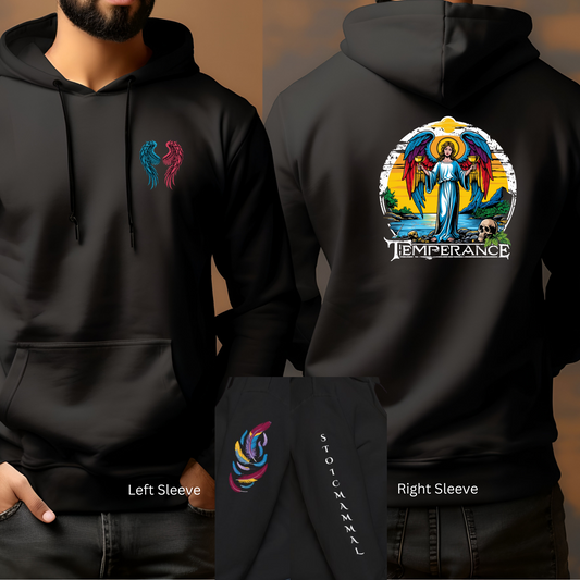 Temperance Angelic Back Sleeved And Front Designed Hooded Sweatshirt