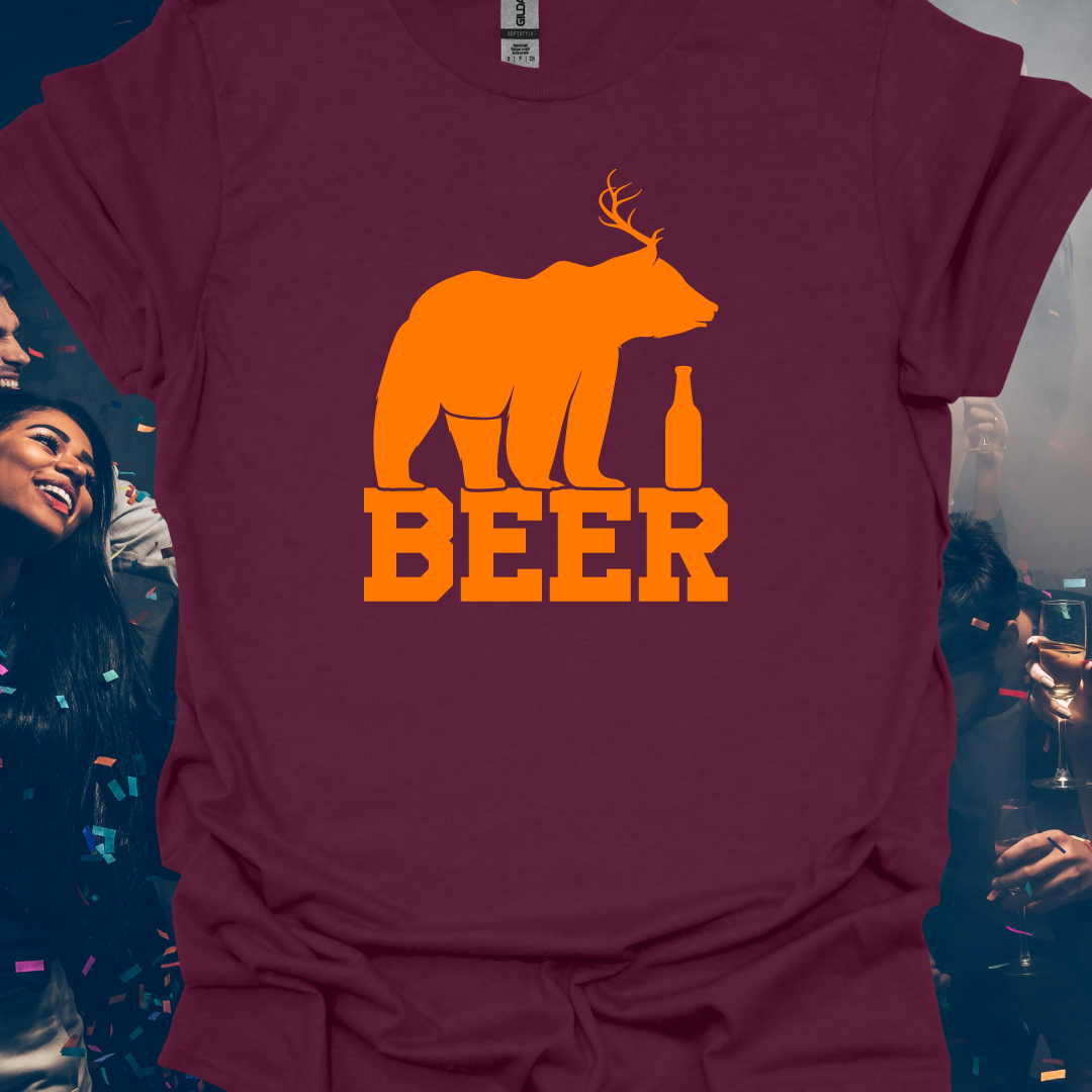 Beer Bear With Antlers Hunting T-Shirt