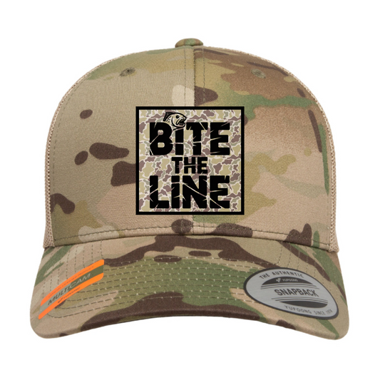 Bite The Line Fishing Camo Trucker Hat