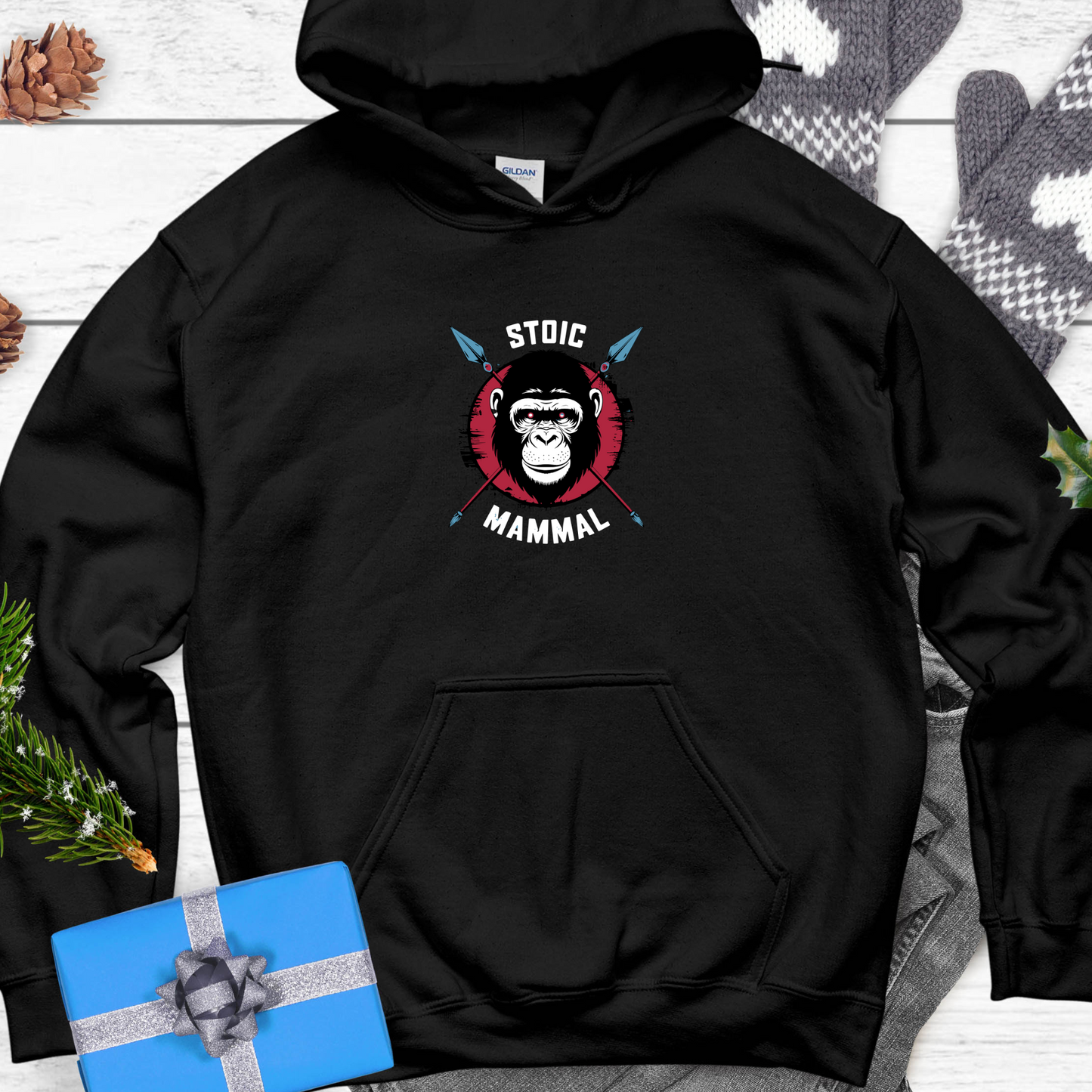 Stoic Mammal Primal Chimp Unisex Hooded Sweatshirt