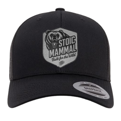 Built For The Wild Shield Trucker Hat – Laser Engraved Charcoal Leatherette