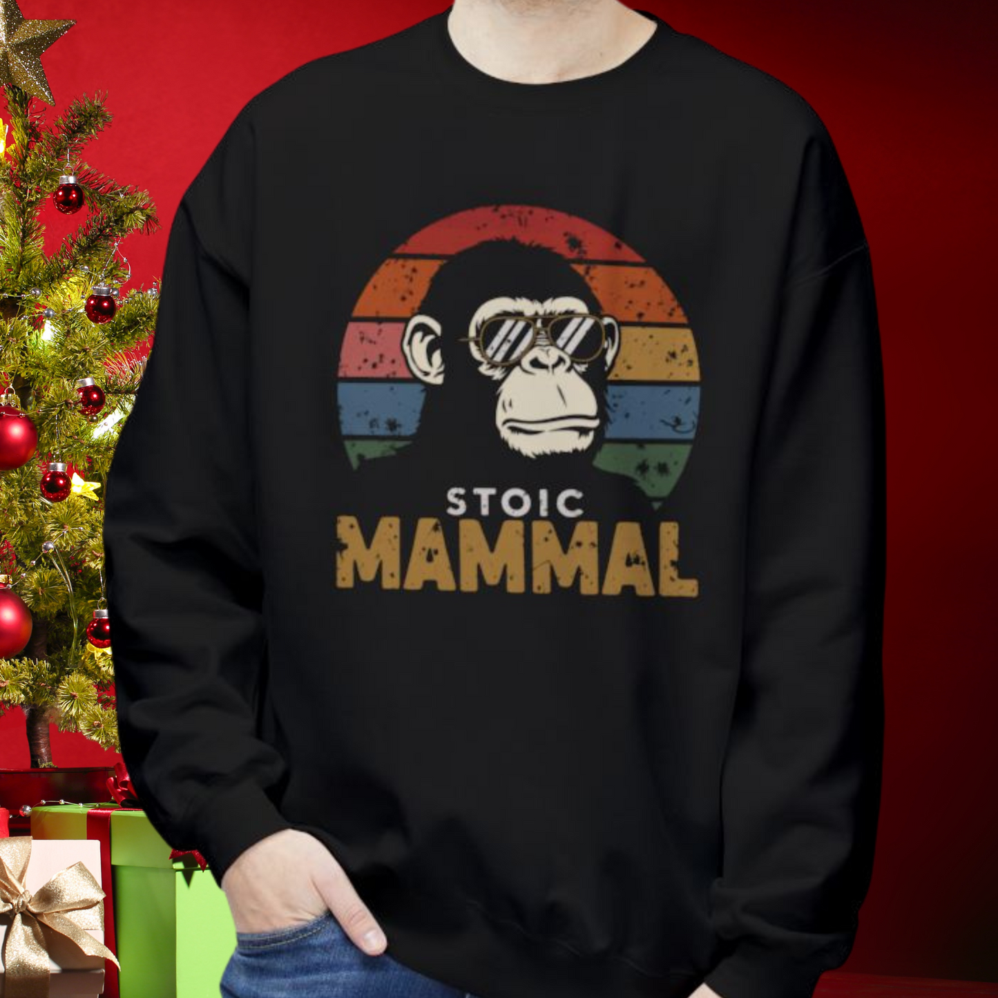 Stoic Mammal Chimp Chillin' Unisex Midweight Softstyle Fleece Crewneck Sweatshirt