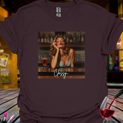 Classy Pin Up Girl In A Bar T Shirt