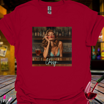 Classy Pin Up Girl In A Bar T Shirt