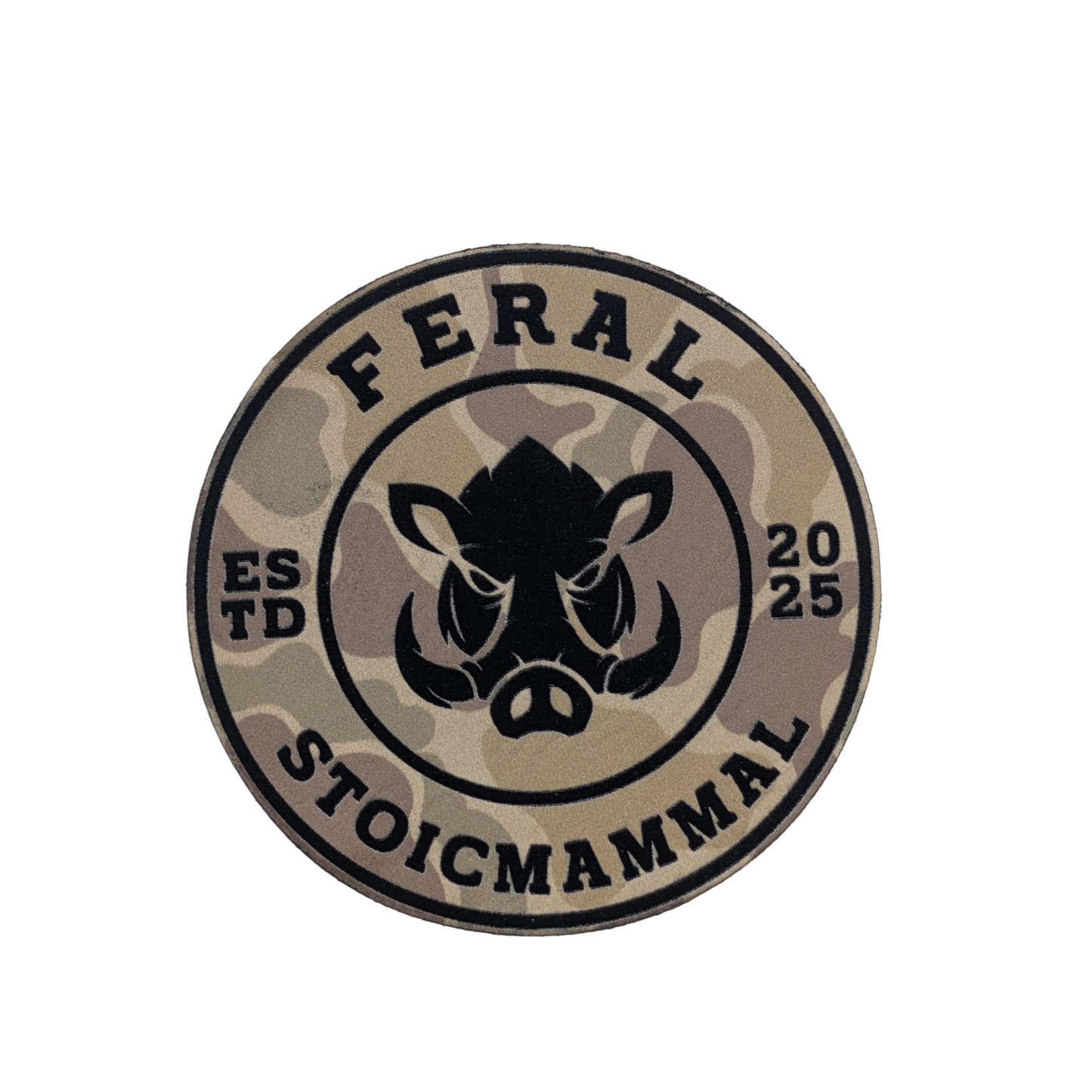 Feral Rustic Orange Khaki Camo Patch 6 Panel Mesh Trucker Hat
