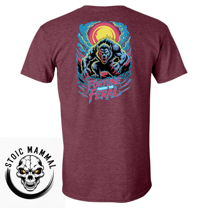 Fortune Favors The Feral Werewolf Graphic Halloween T-Shirt