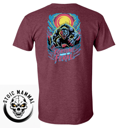Fortune Favors The Feral Werewolf Graphic Halloween T-Shirt