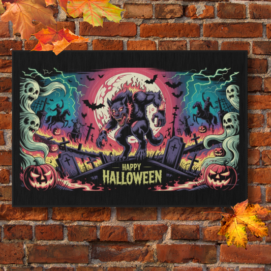 Halloween Outdoor Rug, Spooky Floor Mat, Werewolf Decor, Seasonal Home Accent, Trick or Treat Mat