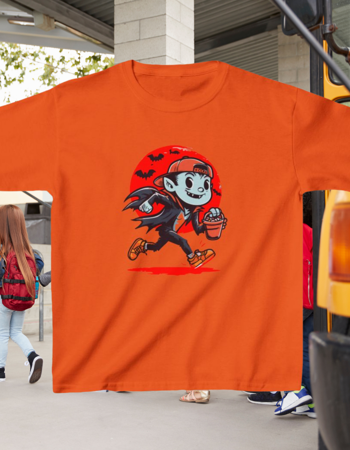 Halloween Vampire Running with Candy Kids Heavy Cotton™ Tee