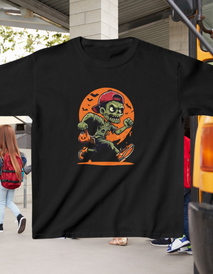 Halloween Zombie Running with Candy Kids Heavy Cotton™ Tee