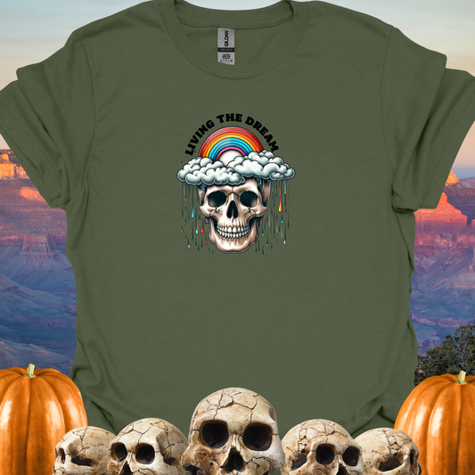 Living The Dream Vibrant Skull T-Shirt