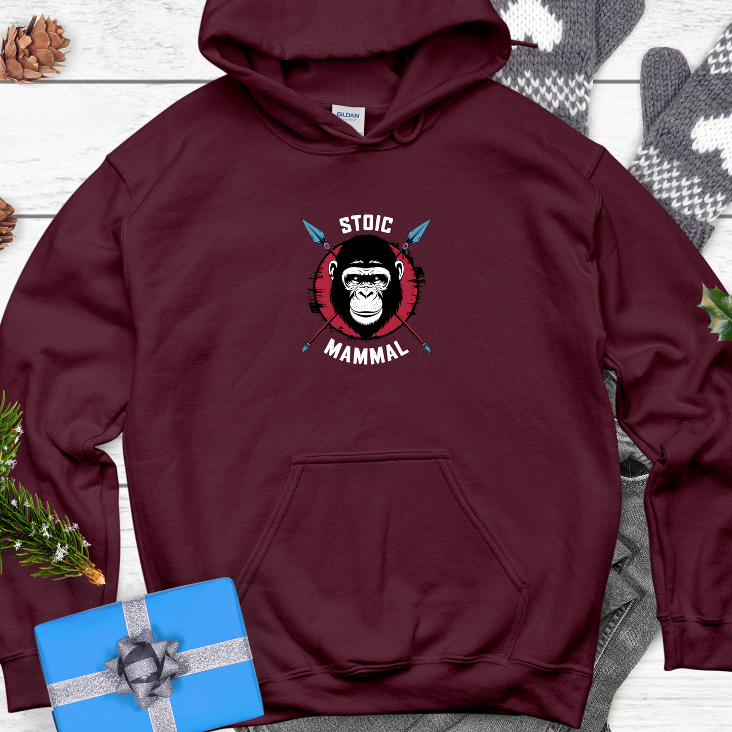 Stoic Mammal Primal Chimp Unisex Hooded Sweatshirt