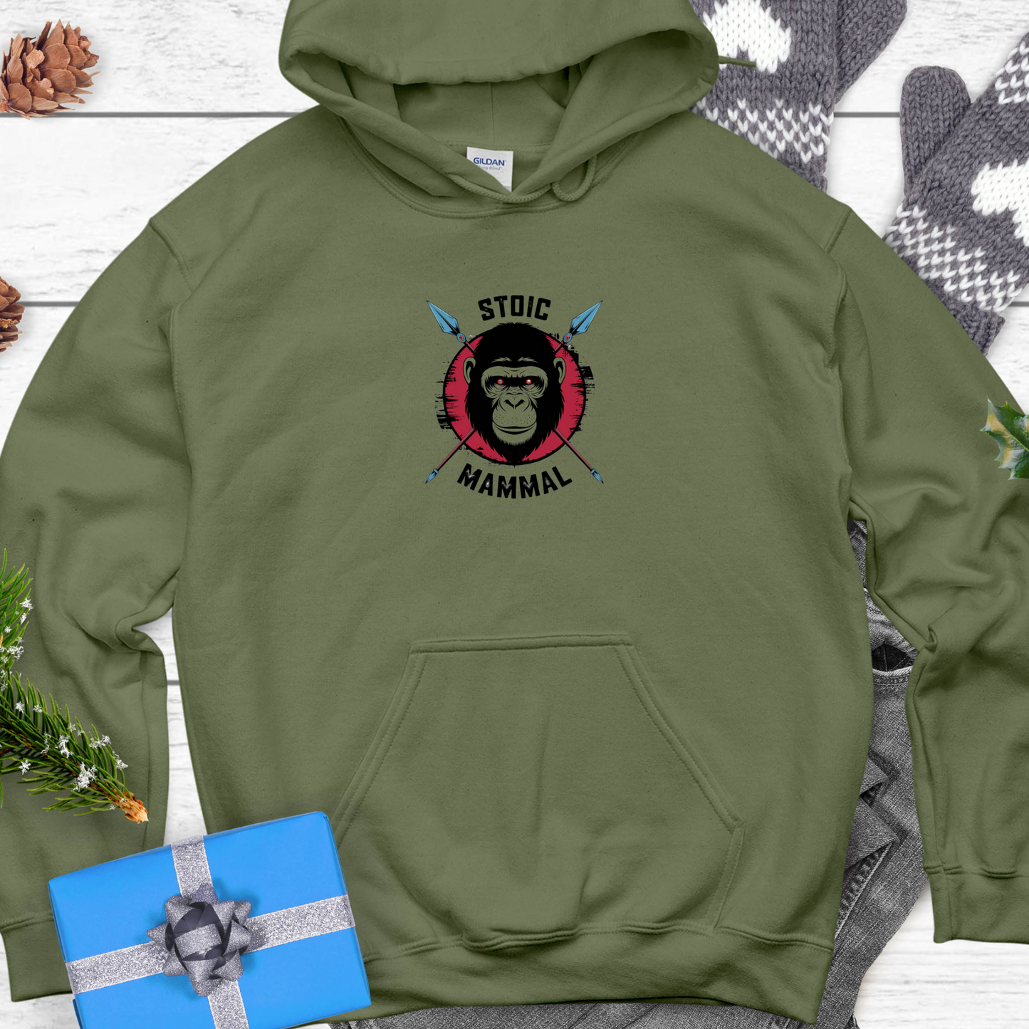 Stoic Mammal Primal Chimp Unisex Hooded Sweatshirt