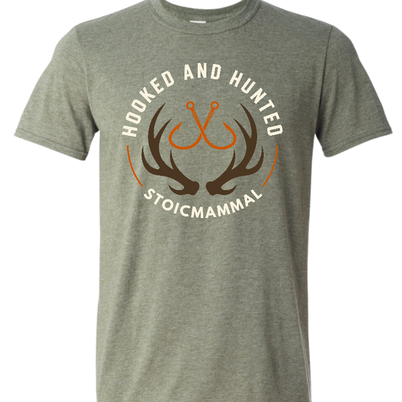 Hooked & Hunted Logo Style Fishing T-Shirt