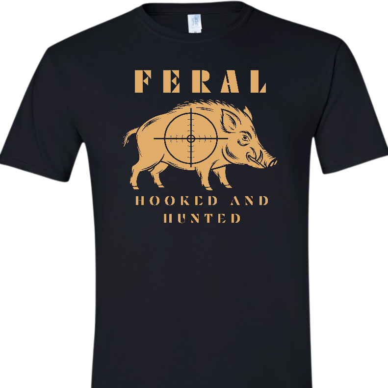 Feral Wild Boar Hooked and Hunted T Shirt