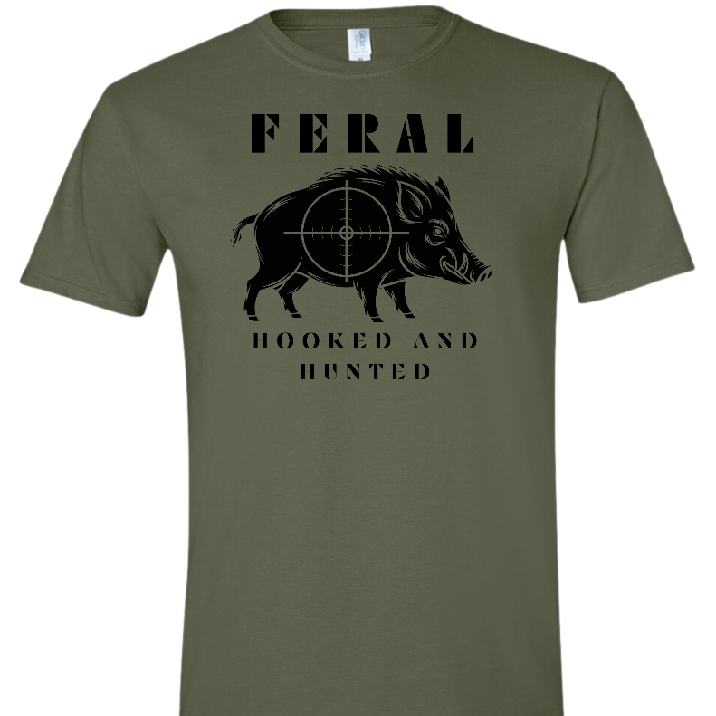 Feral Wild Boar Hooked and Hunted T Shirt