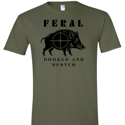 Feral Wild Boar Hooked and Hunted T Shirt