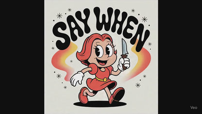 Miss Stabby Say When T-Shirt Funny Retro Cartoon Knife Girl Tee