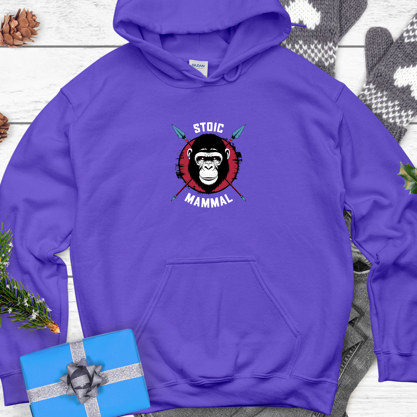 Stoic Mammal Primal Chimp Unisex Hooded Sweatshirt