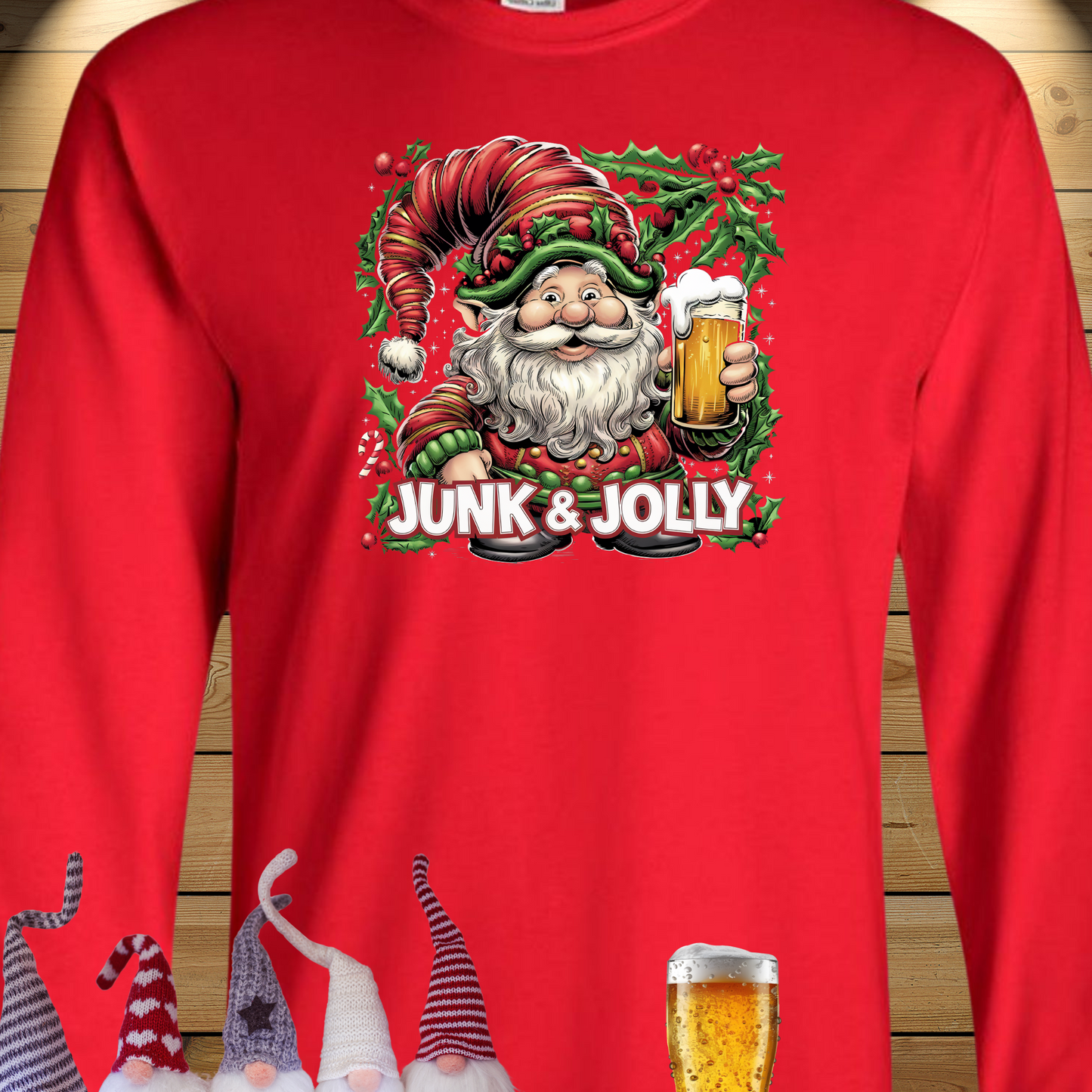 Junk & Jolly Christmas Gnome Long Sleeve Tee