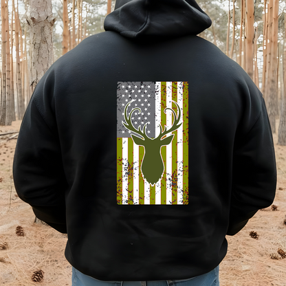 Stoic Mammal Deer Hunting American Flag Unisex Heavy Blend™ Hooded Sweatshirt