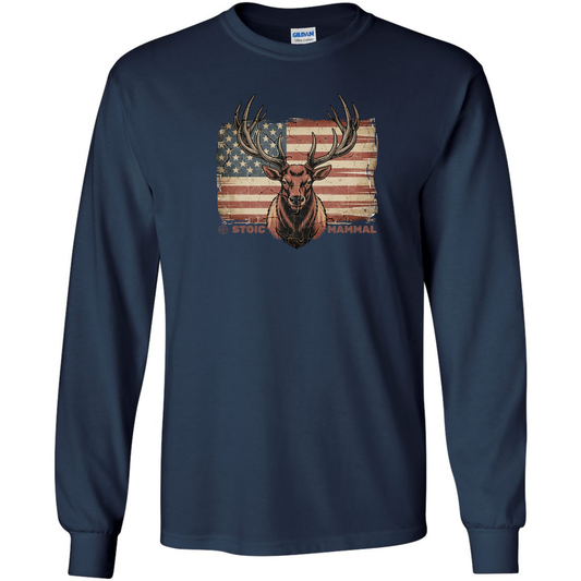 Elk Hunter Patriotic Long Sleeve Tee