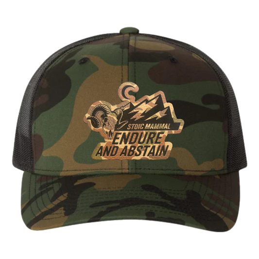 Stoic Mammal OD Green Camo Trucker Hat – Endure and Abstain
