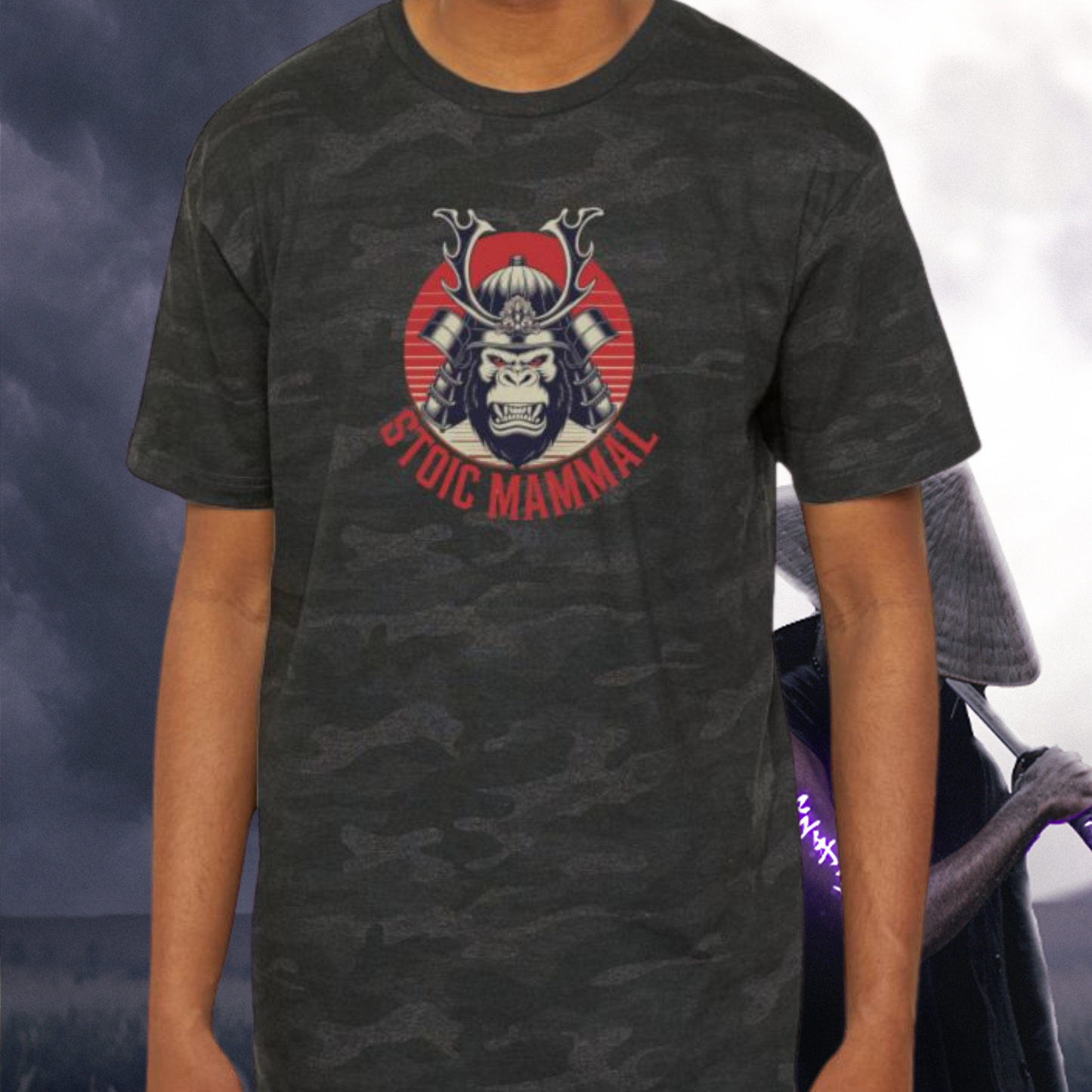 Men's Tee - Retro Primate Samurai Stoic Mammal