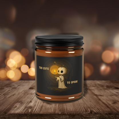 Halloween Too Cute To Spook Scented Soy Candle (Multi-Size, Amber Jar)