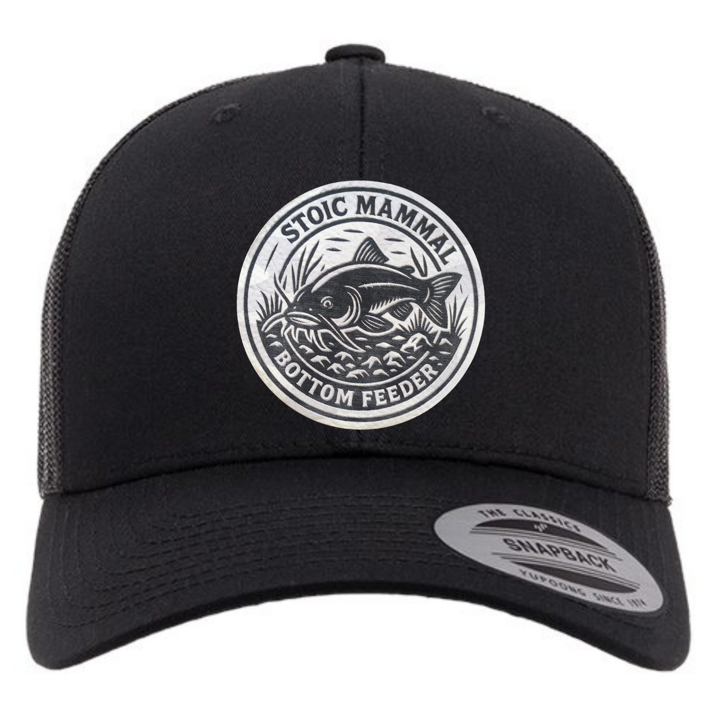 Bottom Feeder Trucker Hat Arctic Camo Patch by Stoic Mammal