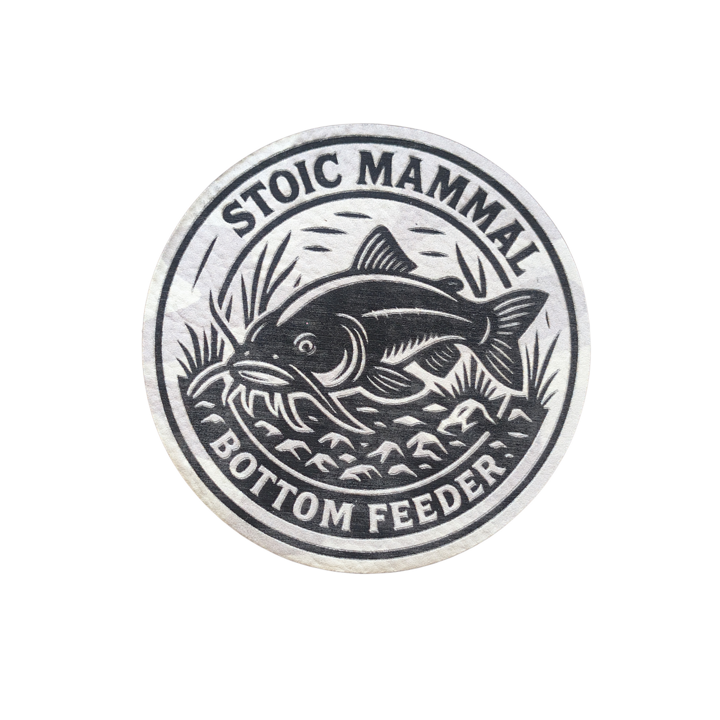 Bottom Feeder Trucker Hat Arctic Camo Patch by Stoic Mammal