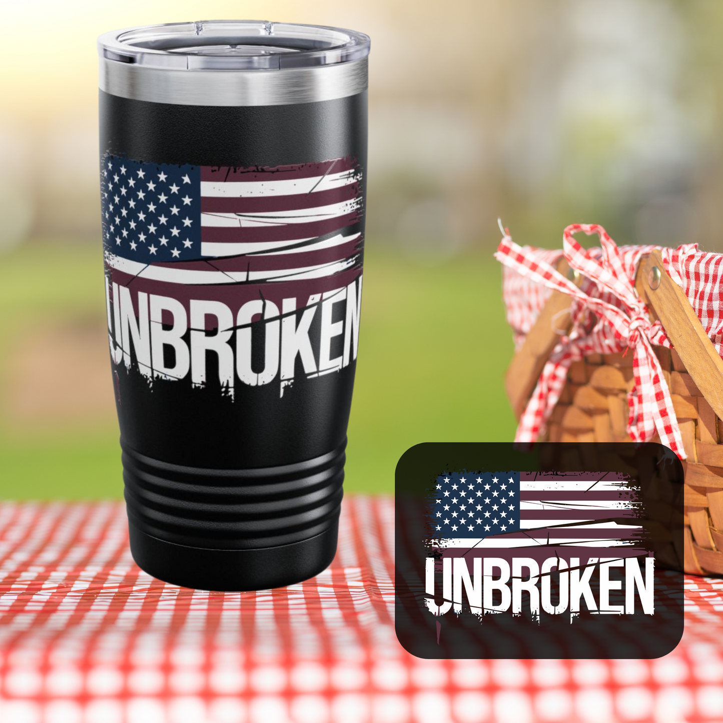 Unbroken American Tattered Flag Ringneck Tumbler, 20oz