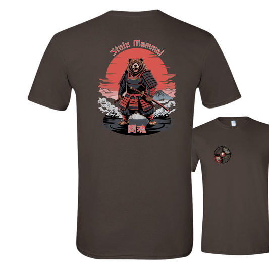 Warrior Spirit Samurai Bear T-Shirt Kanji Japanese Rising Sun Graphic Tee