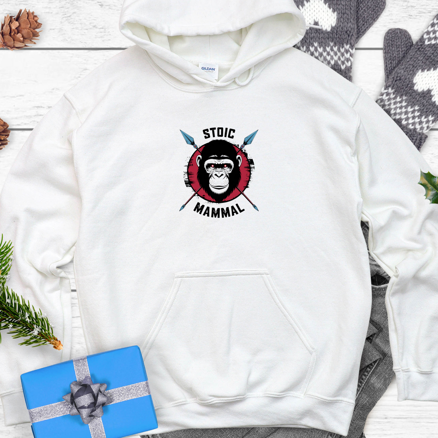 Stoic Mammal Primal Chimp Unisex Hooded Sweatshirt