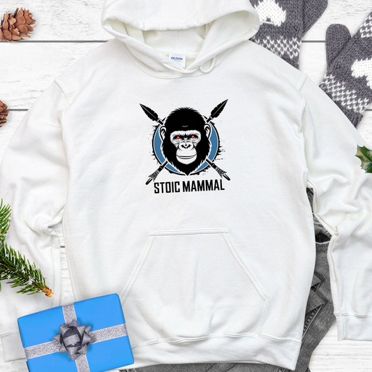 True Blue Stoic Mammal Primal Chimp Unisex Hooded Sweatshirt