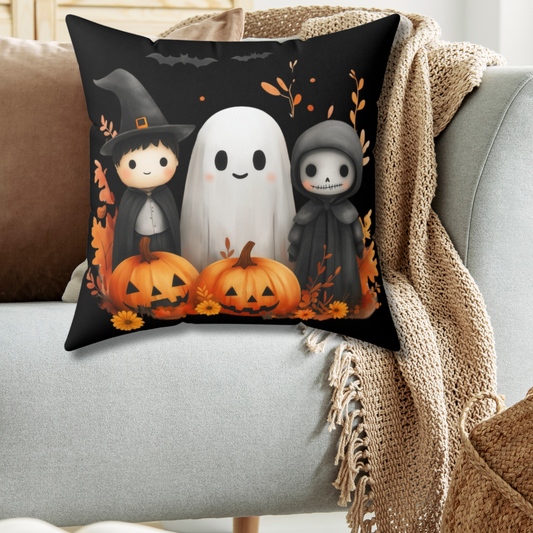 Halloween Witch, Ghost, and Ghoul Square Pillow